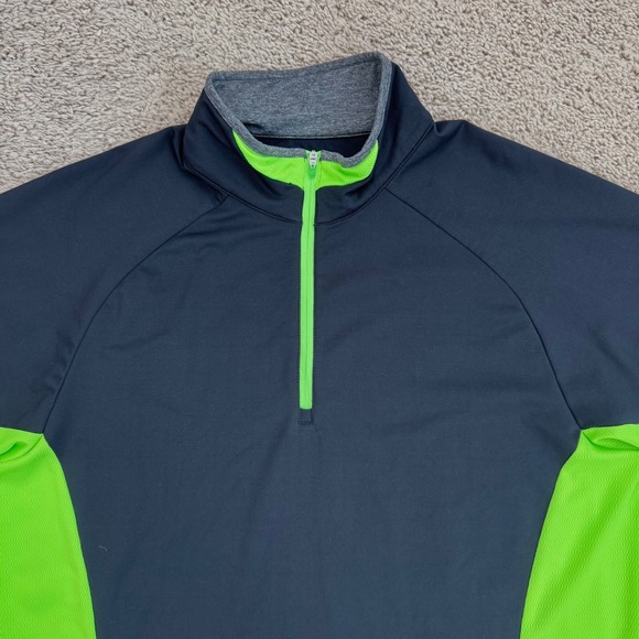 Antigua Golf‎ Pullover Desert Dry Men L Black Neon Green 1/4 Zip Shirt Athletic - Picture 3 of 10